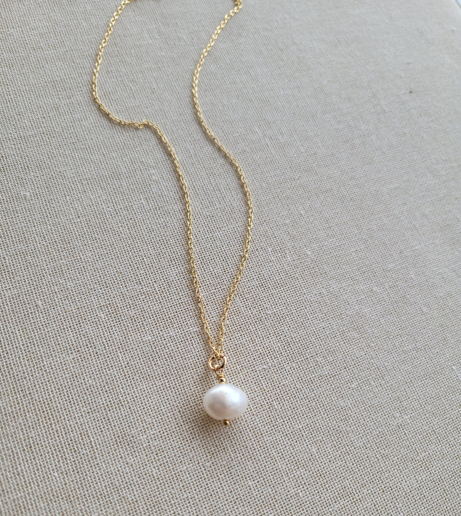 Freshwater Pearl Drop Gold Necklace