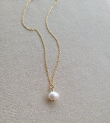 Freshwater Pearl Drop Gold Necklace