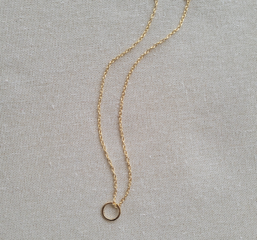 The Unity Gold - Hammered Gold Floating Circle Necklace