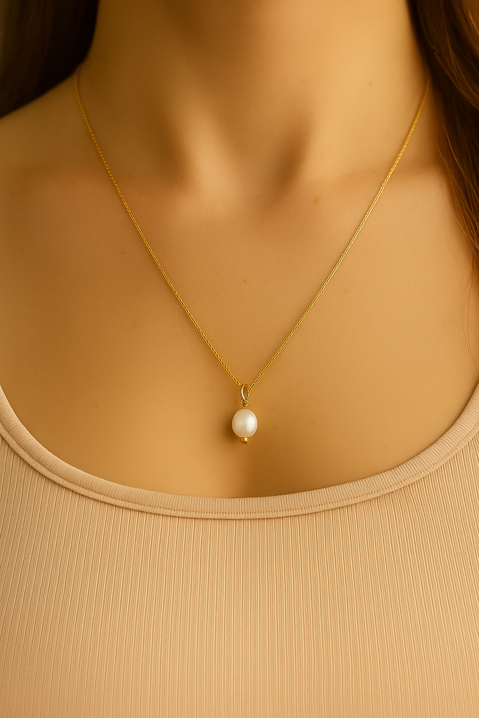 Freshwater Pearl Drop Gold Necklace