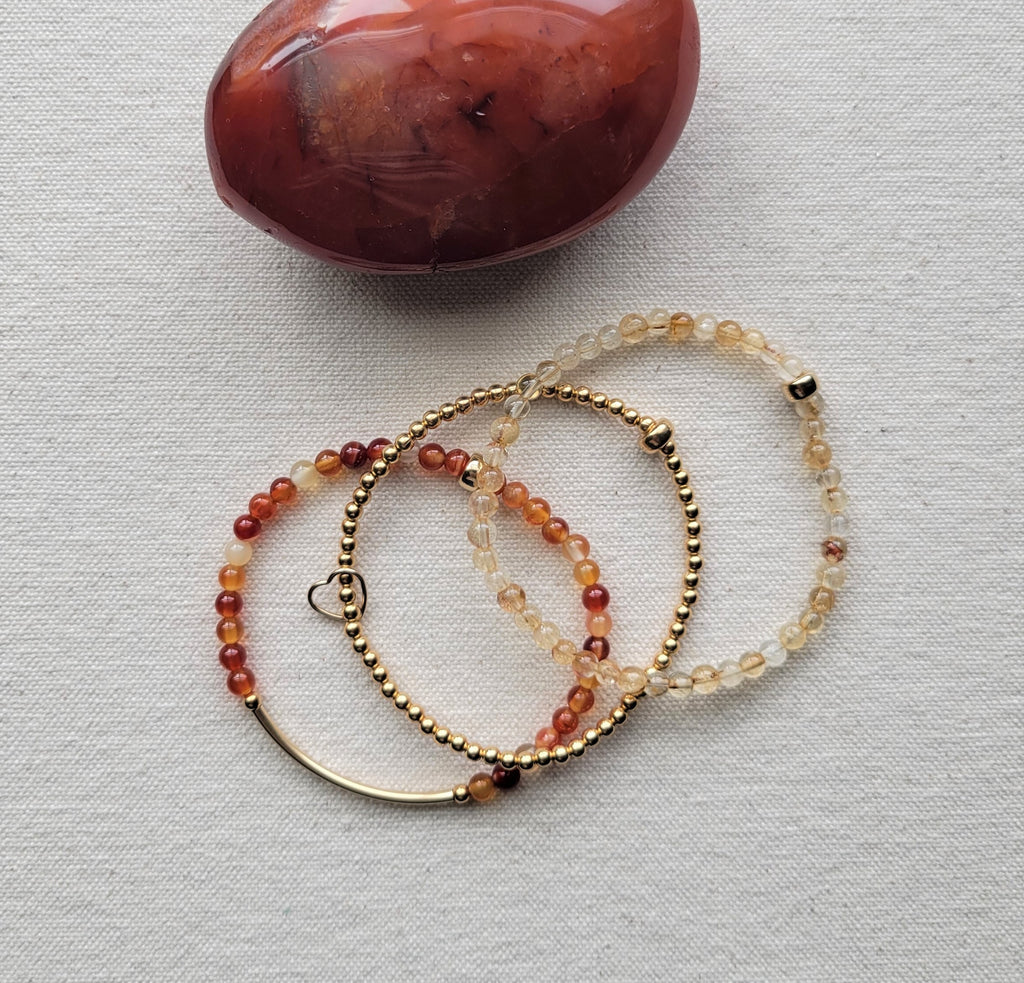 The Sunset - Carnelian Citrine Gold Bracelet Stack