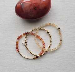 The Sunset - Carnelian Citrine Gold Bracelet Stack