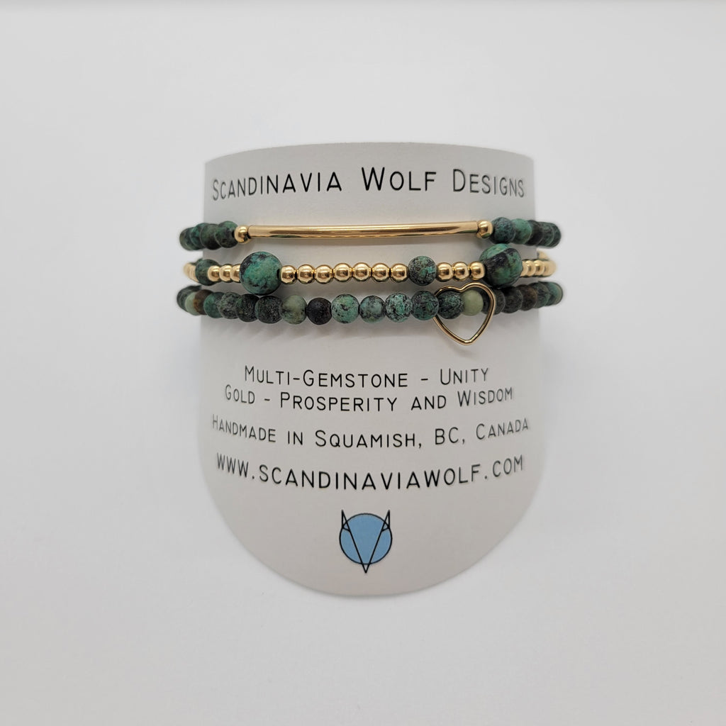 The Varadero Gold Stack - Turquoise Gold Bracelet Stack