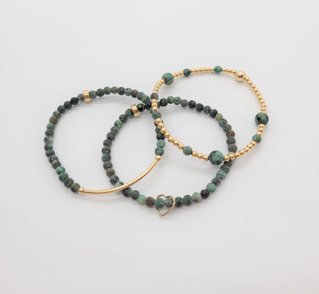 The Varadero Gold Stack - Turquoise Gold Bracelet Stack