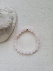 8mm Faceted Rose Quartz Gold Bracelet