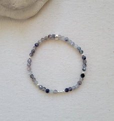 4mm Faceted Iolite Scattered Silver Bracelet - Sold Out