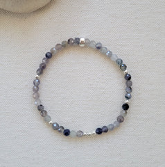 4mm Faceted Iolite Scattered Silver Bracelet - Sold Out
