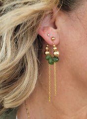 BC Jade Bold Gem Gold Stud Earrings