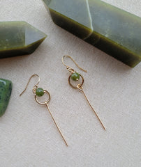 The Jade Circle Bar Gold Dangle Earrings