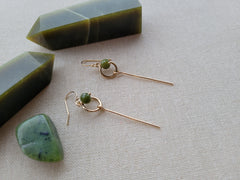 The Jade Circle Bar Gold Dangle Earrings
