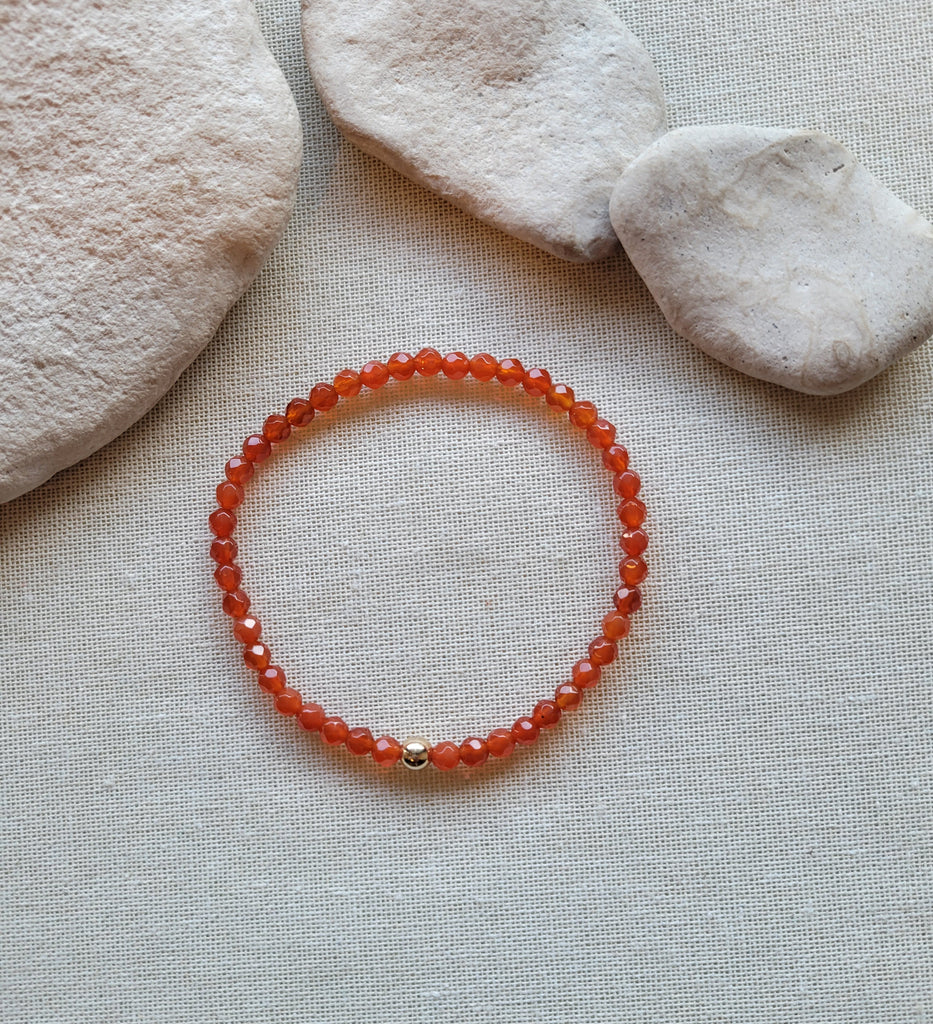 Carnelian Gold Bracelet (Faceted)