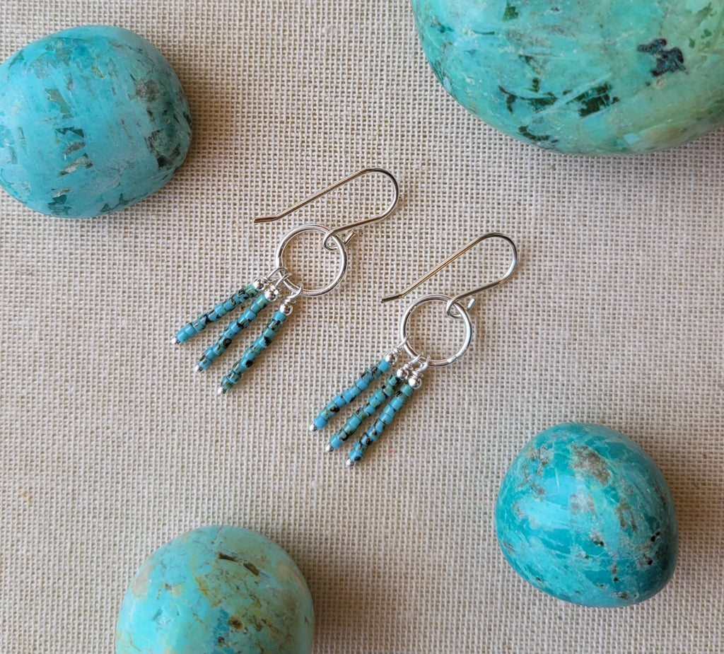 The Cowgirl Mini- Bohemian Navajo-Inspired Seed Bead Earrings - Turquoise