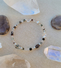 The Master Healer Quartz Smoky Quartz Phantom Quartz Silver Bracelet