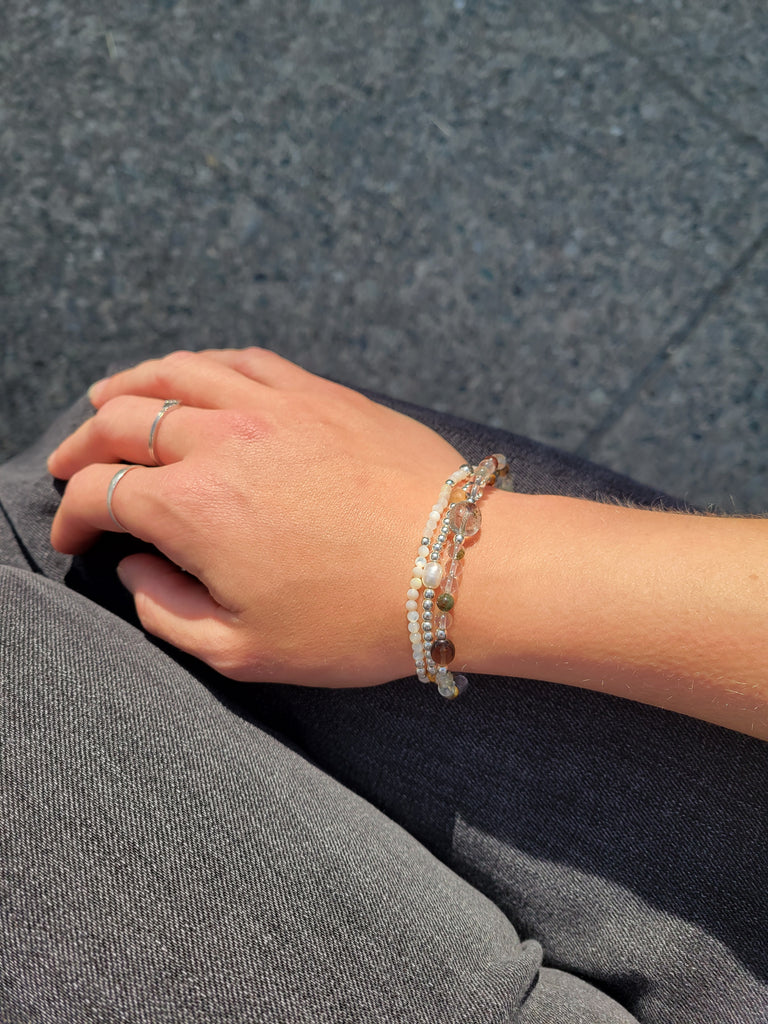 The Master Healer Quartz Smoky Quartz Phantom Quartz Silver Bracelet