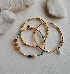 The Amazon - Multi Gemstone Gold Bracelet 3 Stack