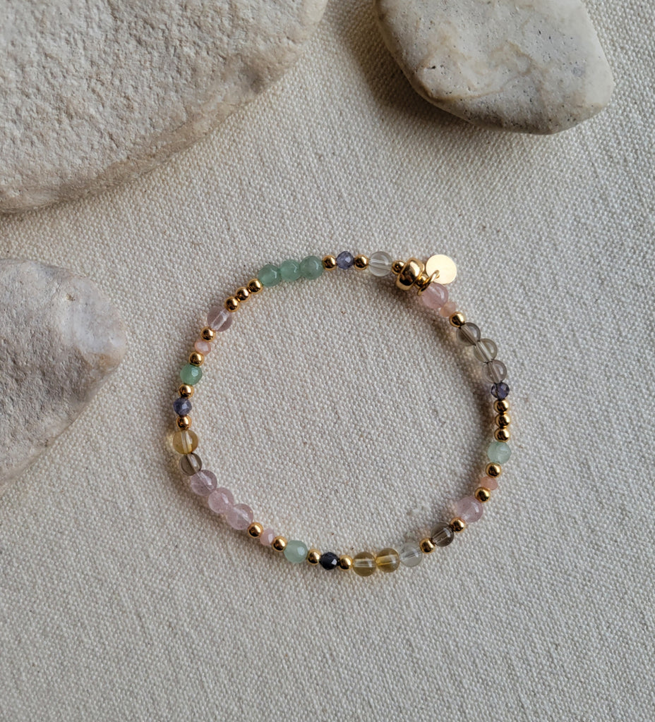 The Wild Garden Stack - Mutli Gem Gold Bracelet Stack