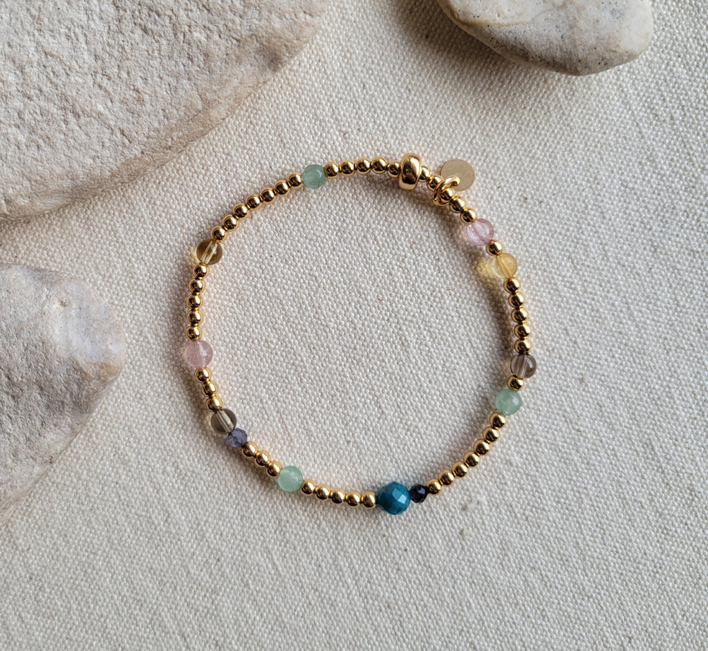 The Wild Garden Stack - Mutli Gem Gold Bracelet Stack