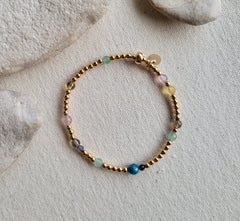 The Wild Garden Stack - Mutli Gem Gold Bracelet Stack