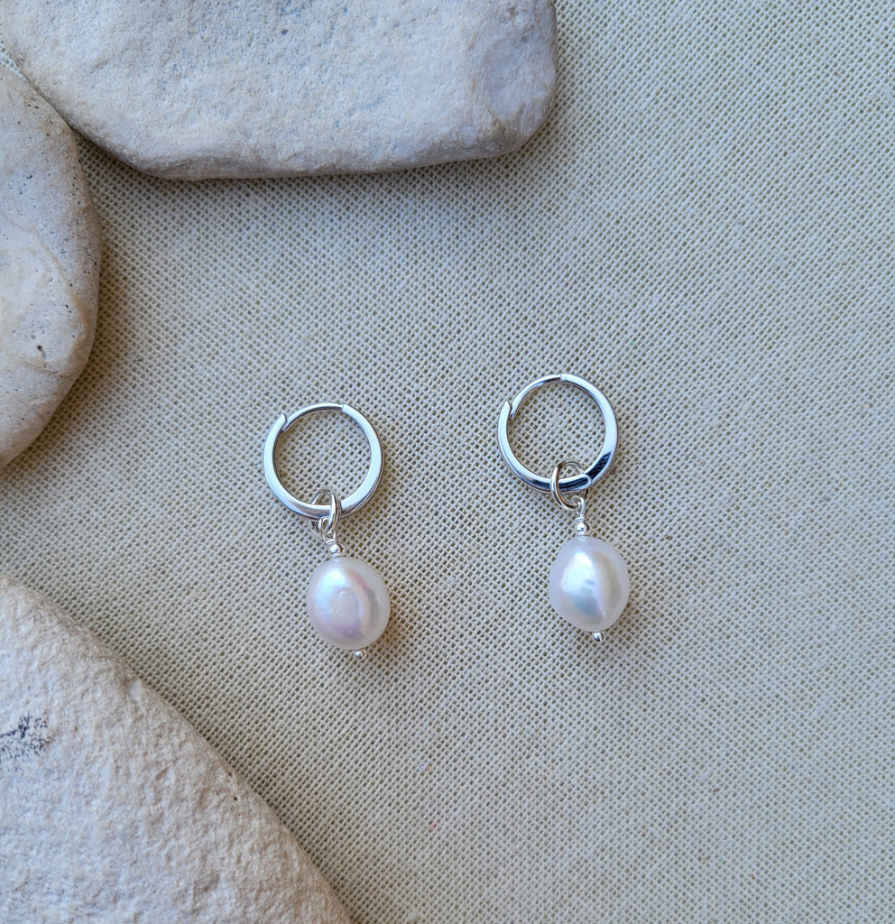 The Party Business Earrings- Interchangeable Sterling Silver Pearl Earrings – Bold Meets Classic