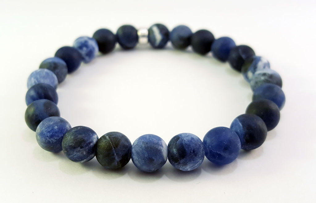 8mm Sodalite Silver Bracelet