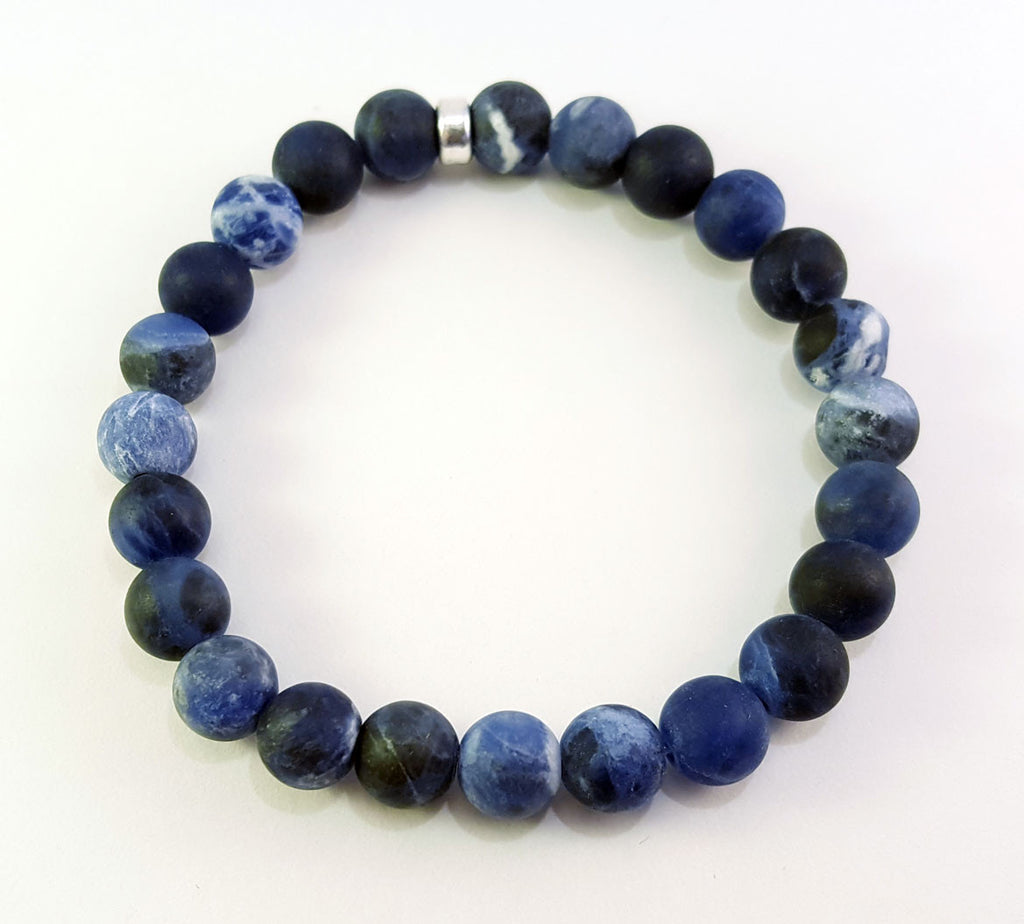 8mm Sodalite Silver Bracelet