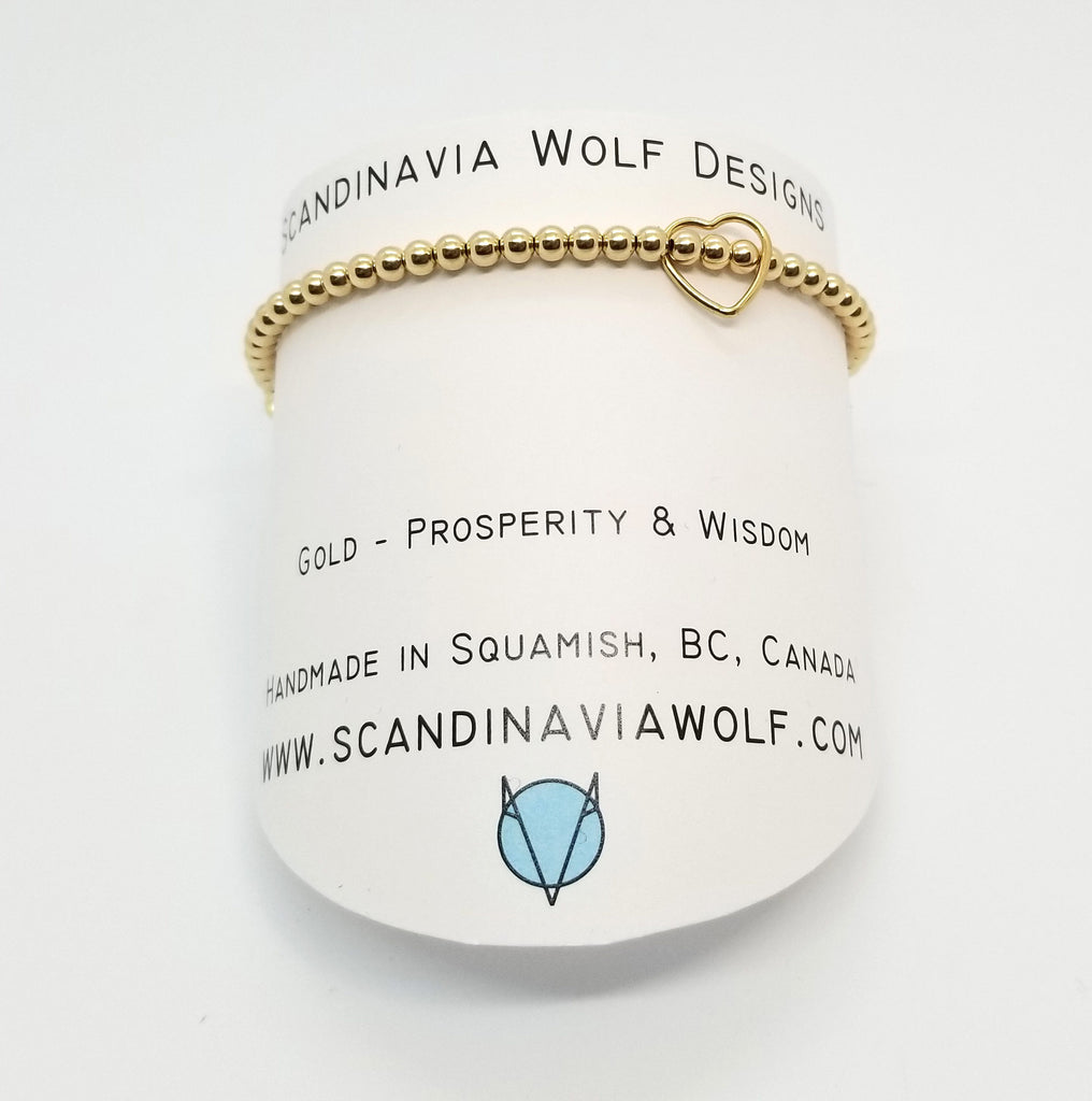 3mm Gold Floating Gold Heart Bracelet