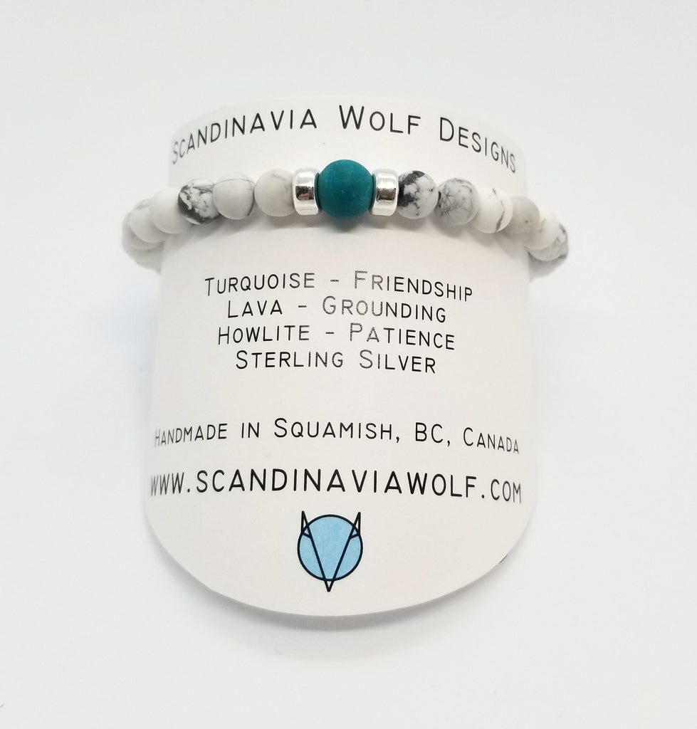 Turquoise, Lava, Howlite, Silver Combo Bracelet