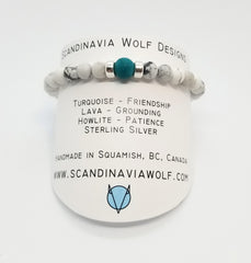 Turquoise, Lava, Howlite, Silver Combo Bracelet