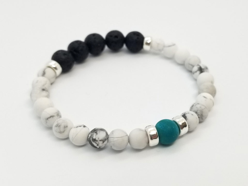 Turquoise, Lava, Howlite, Silver Combo Bracelet