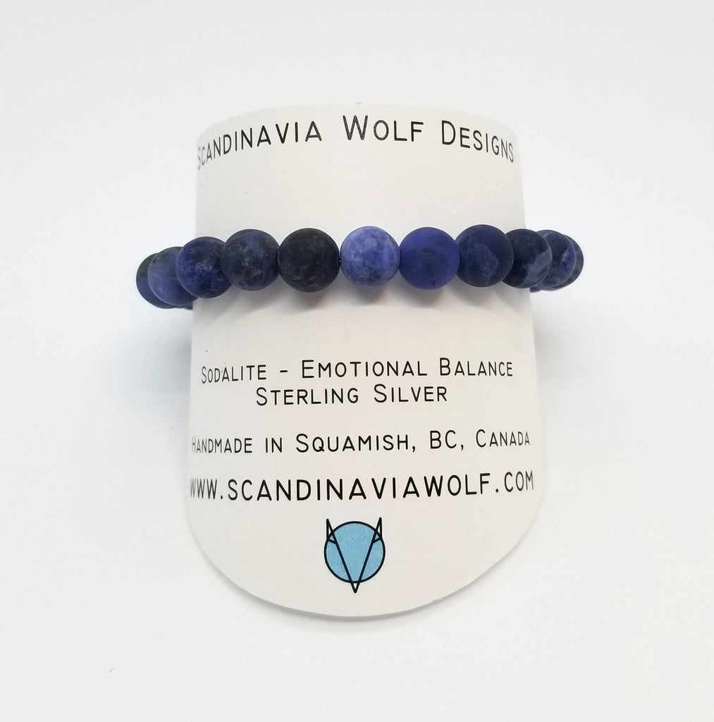 8mm Sodalite Silver Bracelet