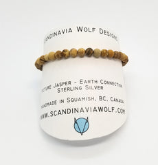 4mm Matte Picture Jasper Silver Bracelet