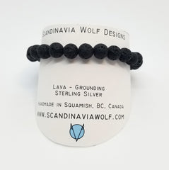 8mm Lava and Silver Bracelet