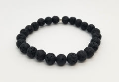 8mm Lava and Silver Bracelet