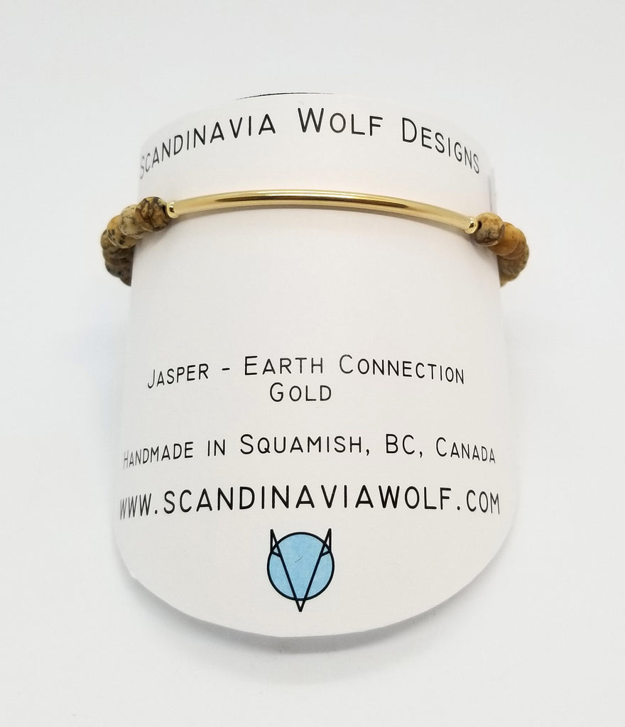 Picture Jasper Gold Bar Bracelet