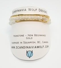 Moonstone Gold Bracelet 3 Stack
