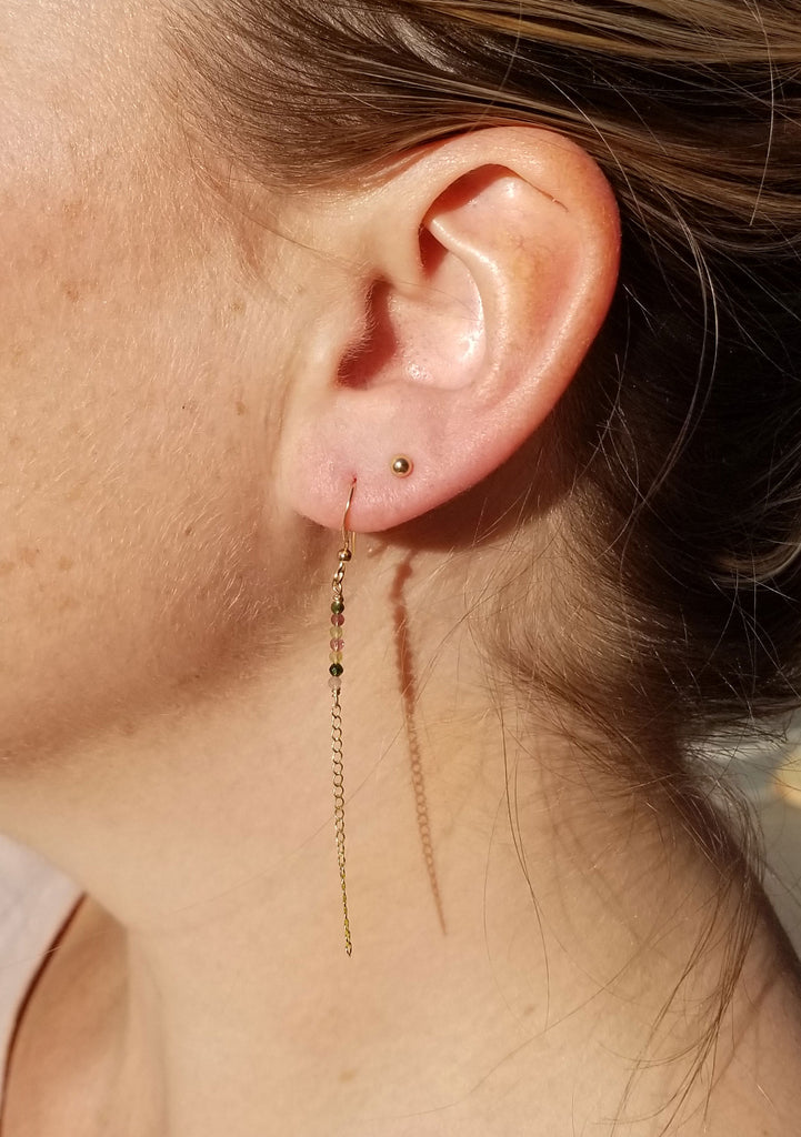 The Scarlett - Tourmaline Gold Chain Earrings