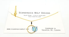 Black Spinel Teardrop Circle Gold Chain