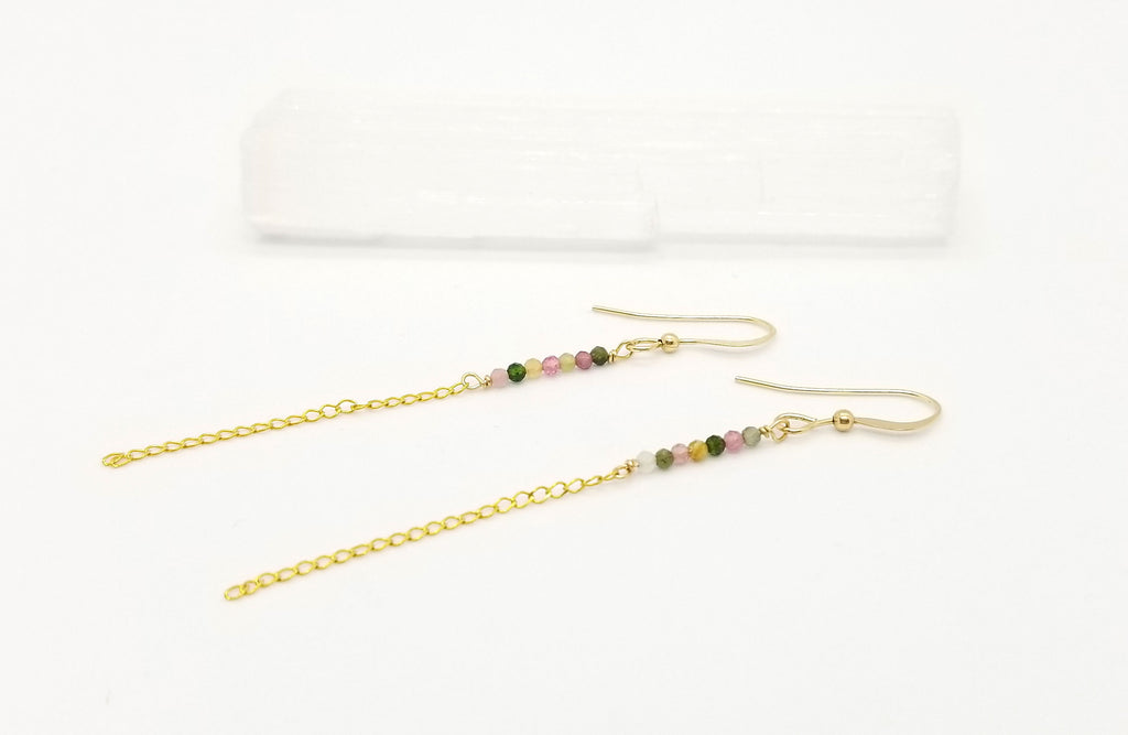 The Scarlett - Tourmaline Gold Chain Earrings