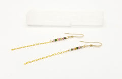 The Scarlett - Tourmaline Gold Chain Earrings