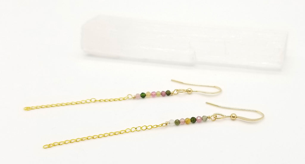 The Scarlett - Tourmaline Gold Chain Earrings