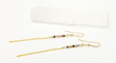 The Scarlett - Tourmaline Gold Chain Earrings