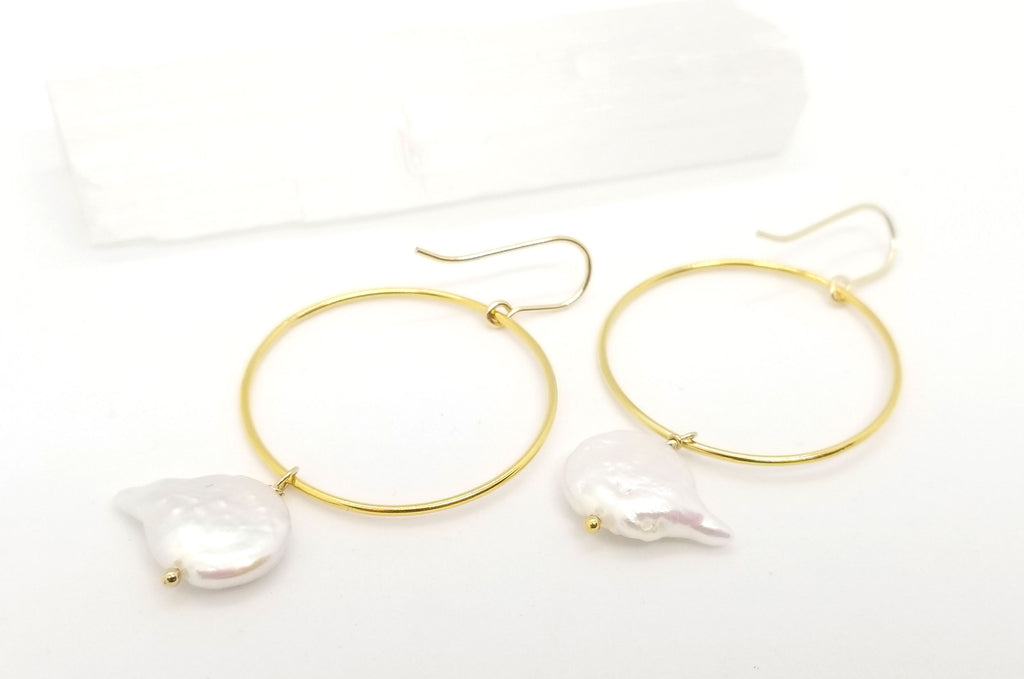 The Keshi - Keshi Pearl Gold Hoop Earrings