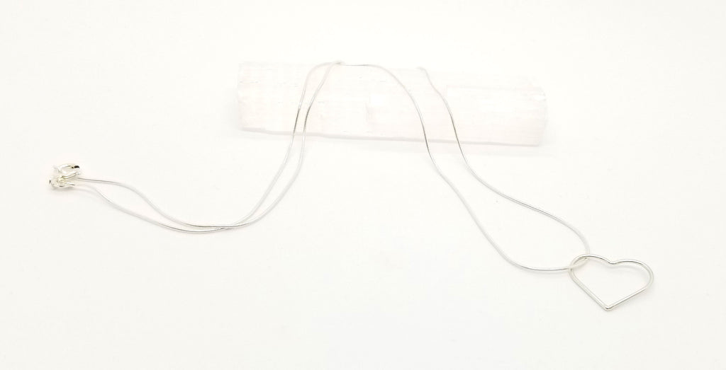 Large Floating Heart Silver Chain Necklace