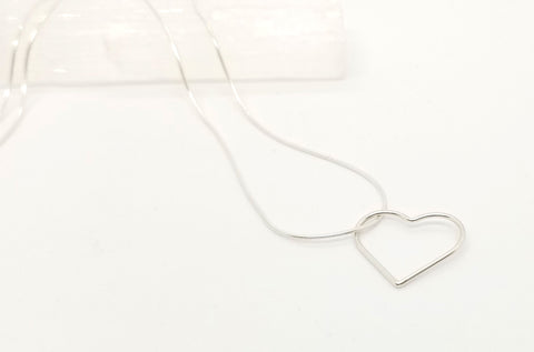 Large Floating Heart Silver Chain Necklace