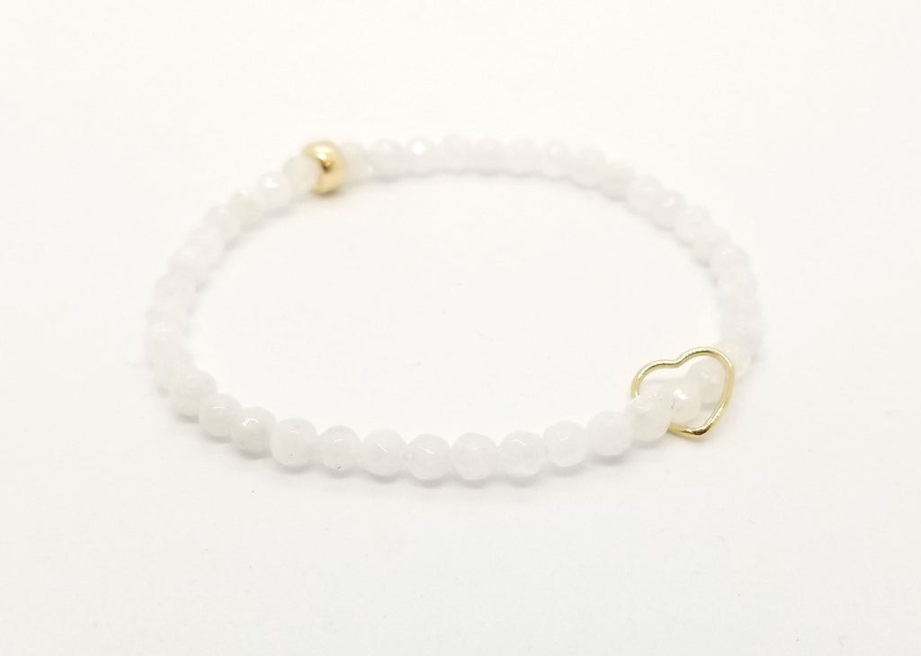 Moonstone and Floating Gold Heart Bracelet