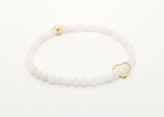 Moonstone and Floating Gold Heart Bracelet