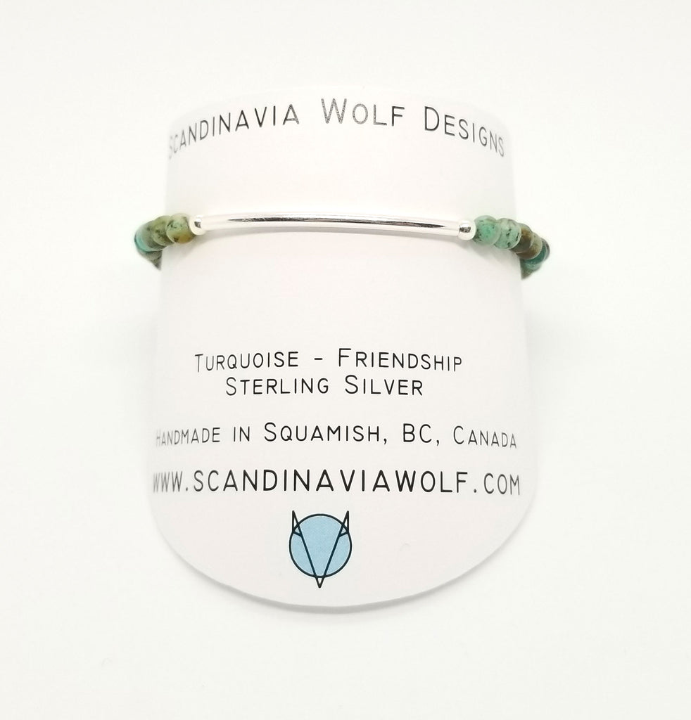 African Turquoise Silver Bar Bracelet