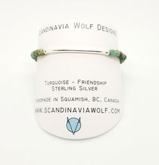 African Turquoise Silver Bar Bracelet