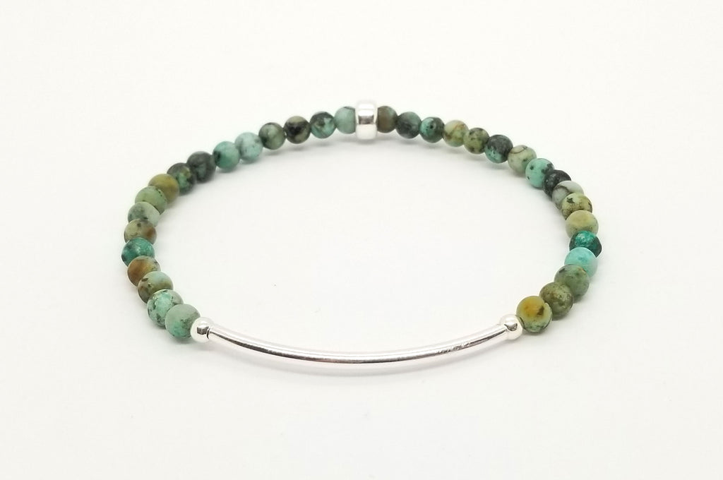 African Turquoise Silver Bar Bracelet