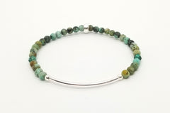 African Turquoise Silver Bar Bracelet